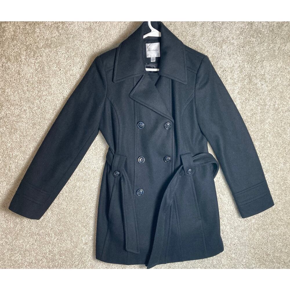 Womens Wool and Polyester Blend Croft  Barrow Coat Jacket Black Size S with Belt